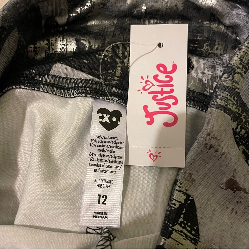 JUSTICE metallic sports leggings size 12 NWT - Picture 4 of 5